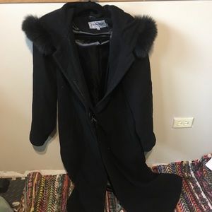 Forecaster Platinum Wool w/Fox BLK long coat sz12